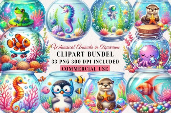 Download Whimsical Animals in Aquarium Clipart - Aquarium Collection